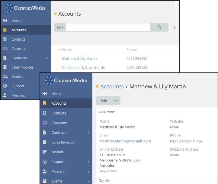 CaravanWorks Account and Contact Management
